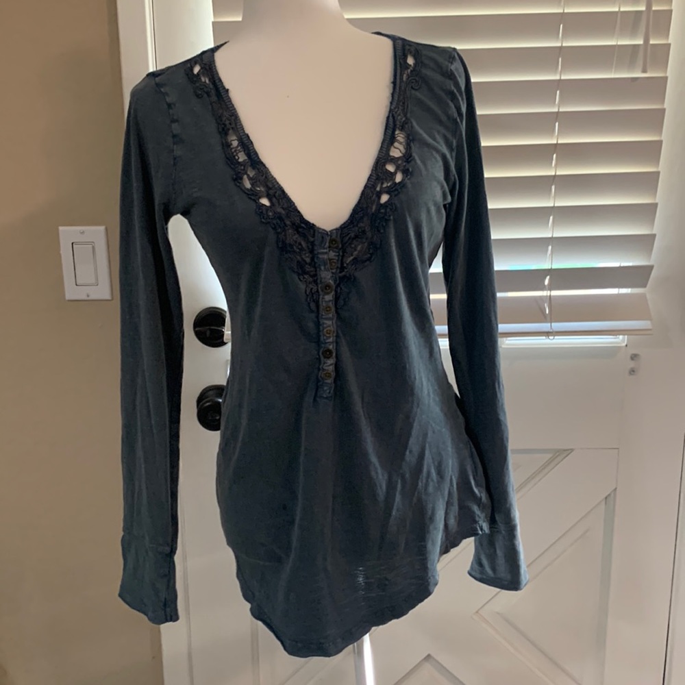 Tunic length t-shirt material with lace neckline